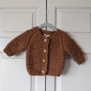 Brown handknit cardigan from Huggalugs, 6-12months
